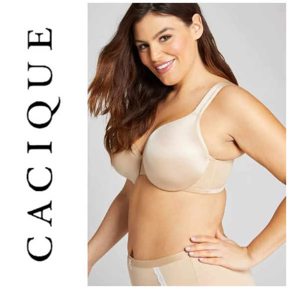 New Cacique Lightly Lined Full Coverage Bra Plus Sz 46C 46 C Beige Nude NWT - Picture 1 of 8